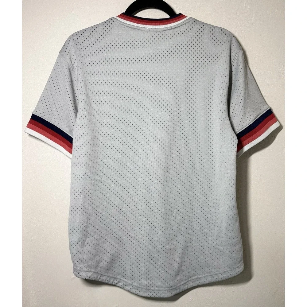 Mitchell & Ness MLB Mesh V-Neck Boston Red Sox Pullover Jersey Men's Medium Gray